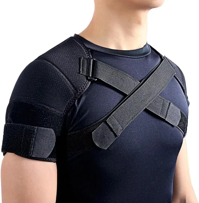 Kuangmi Double Shoulder Support Brace Strap Wrap Neoprene Protector,XL