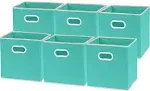 Simple Houseware Foldable Cube Storage Bin with Handle, Turquoise - 6 Pack