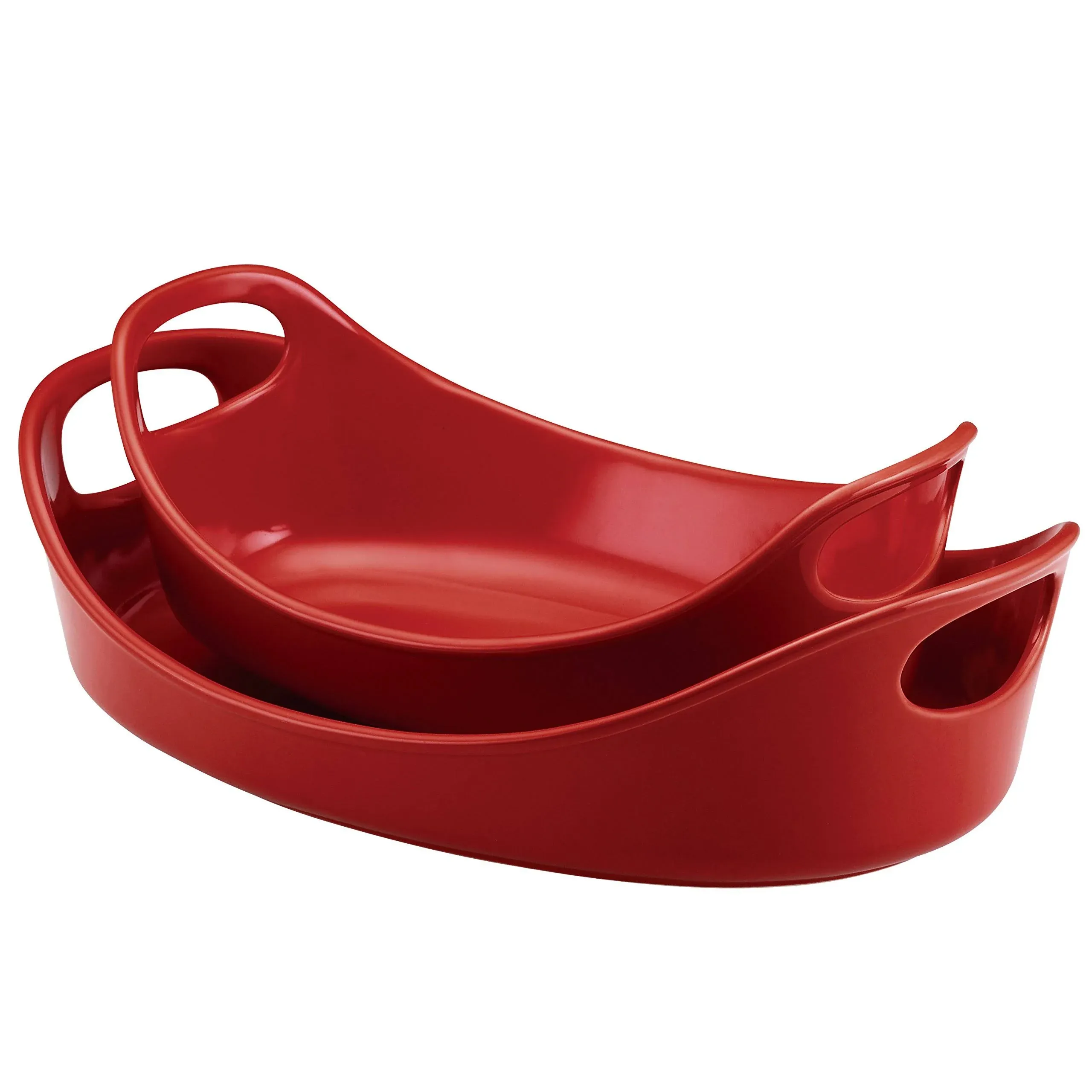 Rachael Ray 2-Piece Stoneware Bubble & Brown Baker Set, Red