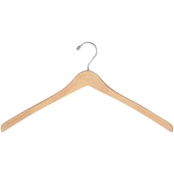 SSWBasics 17 inch Contoured Natural Wood Coat Hangers - Case of 50