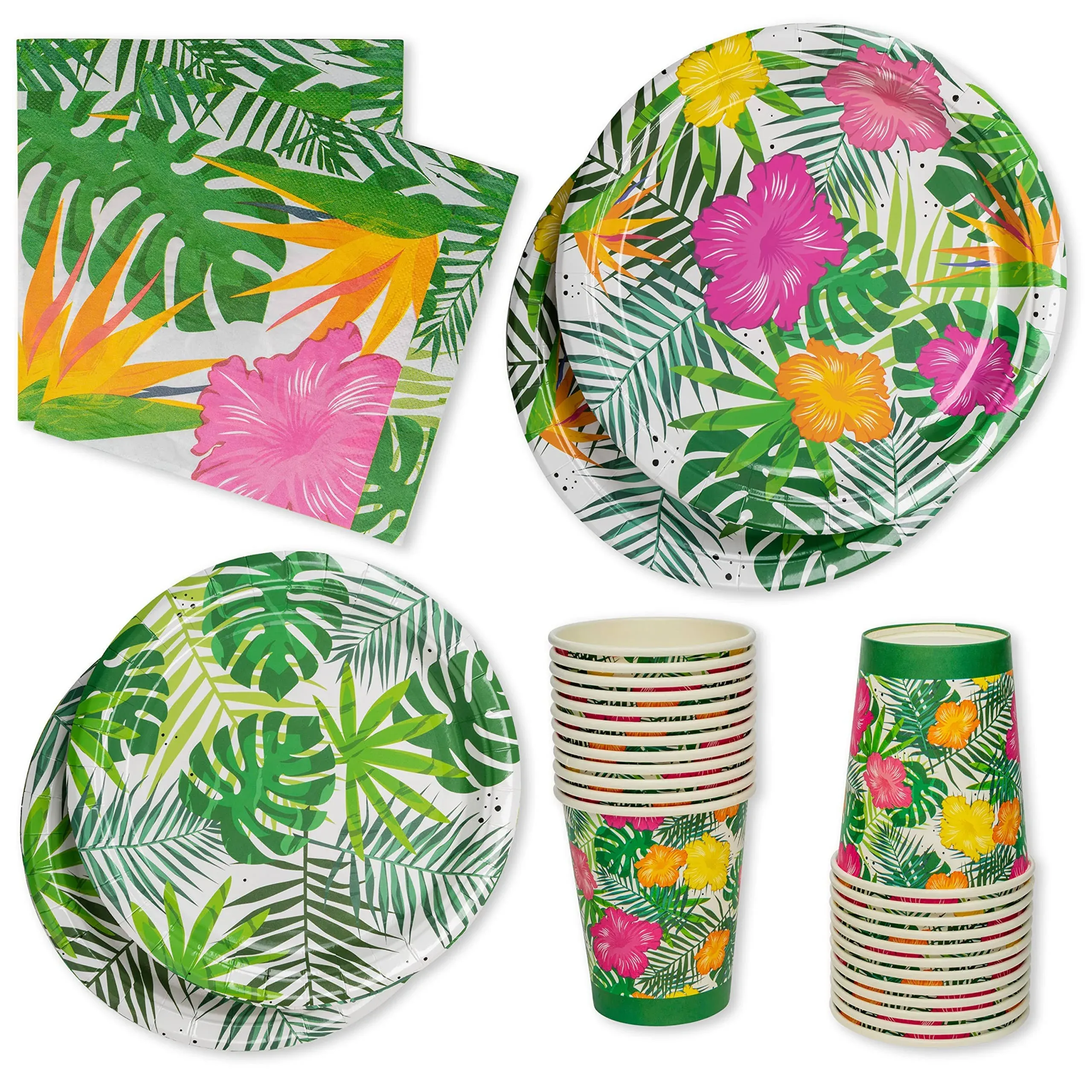 Royal Bluebonnet Luau Plates and Napkins Party Supplies Set of Tropical Party Plates, Hawaiian Plates and Napkins