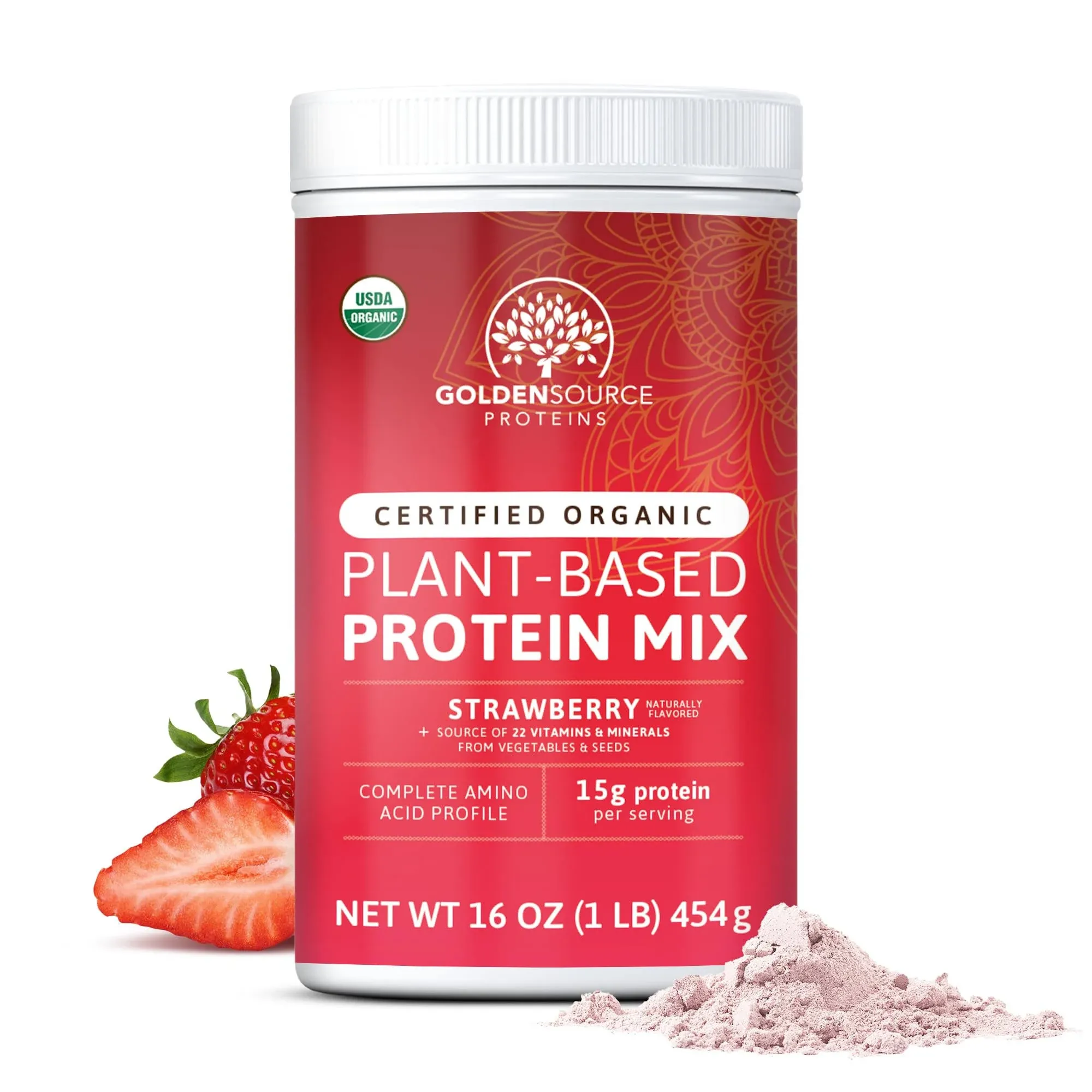 Strawberry - Plant Based Protein Powder, Protein Mix, Protein Powder with Vitamins & Minerals, 20g of Protein, & Complete Amino Acid Profile, Vegan Protein Powder