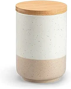 vancasso Sabine Small Coffee Canister with Airtight Lid, 18 Oz Ceramic Sugar Canister Sets for the Kitchen, Food Storage Containers for Ground Coffee, Tea, Sugar, Spice