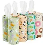 Zodaca 8-Pack Round Tissue Boxes for Car Cup Holder - Travel Size Refill Cylinder (50 Tissues per container)