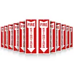 OLANZU Fire Extinguisher Signs For Business - Pack of 12 - Metal Fire Extinguisher Sign 4" x 12" Aluminum - UV Protected Wall Signs for Indoors & Outdoors