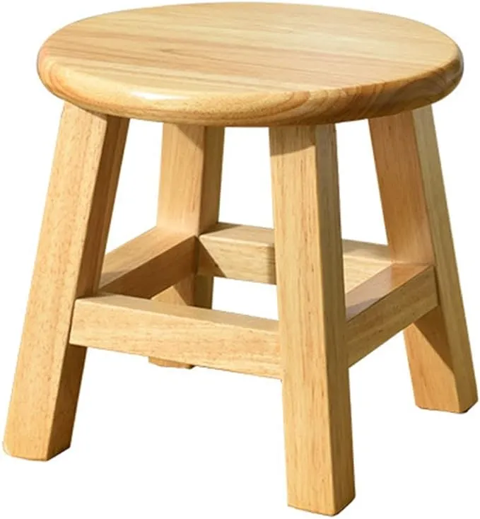 XDSTOOL Solid Wood Stool 10 inch Wooden Stool for Kids Small Short Stool Shoe ...