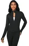 90 Degree by Reflex Womens Carbon Interlink Slim Fitted Full Zip Jacket - Black - Large