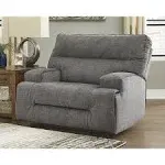 Signature Design by Ashley Coombs Contemporary Wide Seat Manual Pull Tab Recliner, Gray