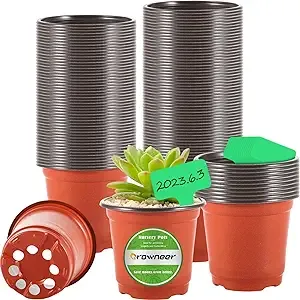 GROWNEER 120 Packs 4 Inches Plastic Plant Nursery Pots with 15 Pcs Plant Labels ...