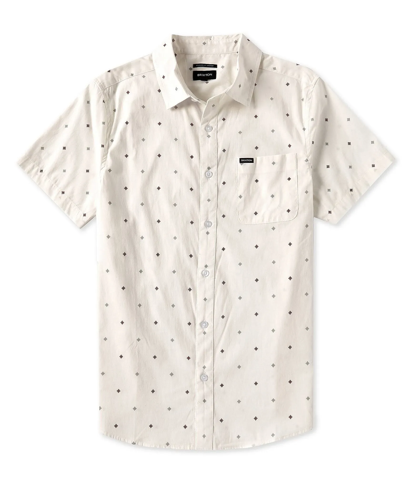 Brixton Charter Print Shirt - Off White Pyramid