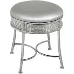 Hillsdale Furniture Venice Backless Faux Diamond Band Vanity Stool, Chrome