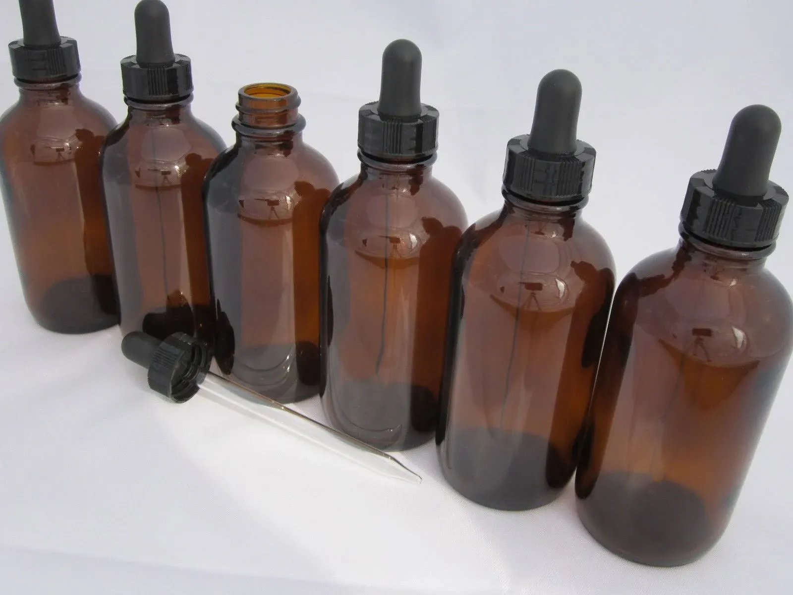 DropperStop 4oz Amber Glass Dropper Bottles (120mL) with Tapered Glass Droppe...