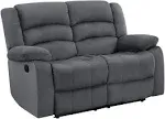 Blackjack Furniture Winthrop Microfiber, Modern Recliner Chair for Living Room and Home Theater, 60" L x 35" W x 40" H, Den Loveseat, Gray