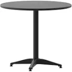 Flash Furniture 31.5 in. Mellie Black Round Metal Indoor-Outdoor Table with Base