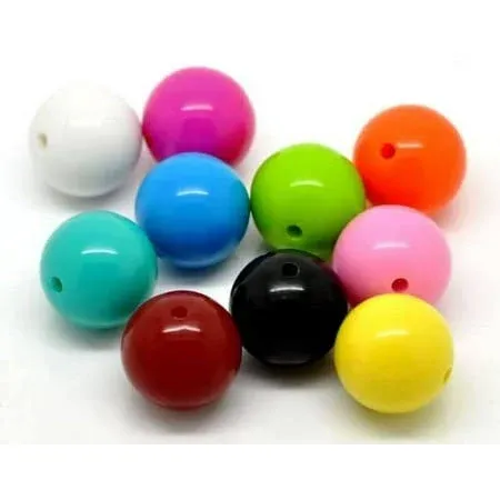 80 Round Multicolor Acrylic Beads 20mm Diameter with 2.8mm Hole