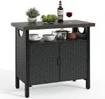  Outdoor Storage Cabinet, Weather-proof Rattan 15.7&#034;D x 47.63&#034;W x 39.7&#034;H Black