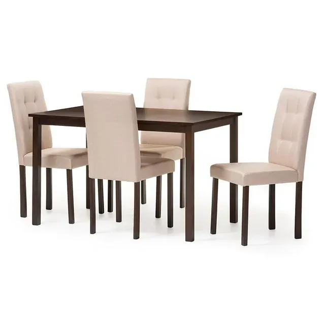 Baxton Studio Andrew 5-Piece Upholstered Grid-Tufting Dining Set