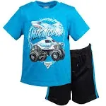 Monster Jam Trucks Megalodon Big Boys Graphic T-Shirt & Mesh Shorts Blue / Black 14-16