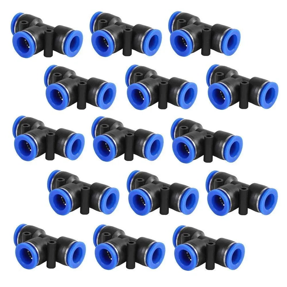 15 Pcs 1/4 Push Fittings Plastic Push to Connect Fitting Tube Tee Connect Air...