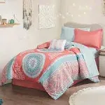 Intelligent Design - Loretta Comforter and Sheet Set - Coral - Twin XL