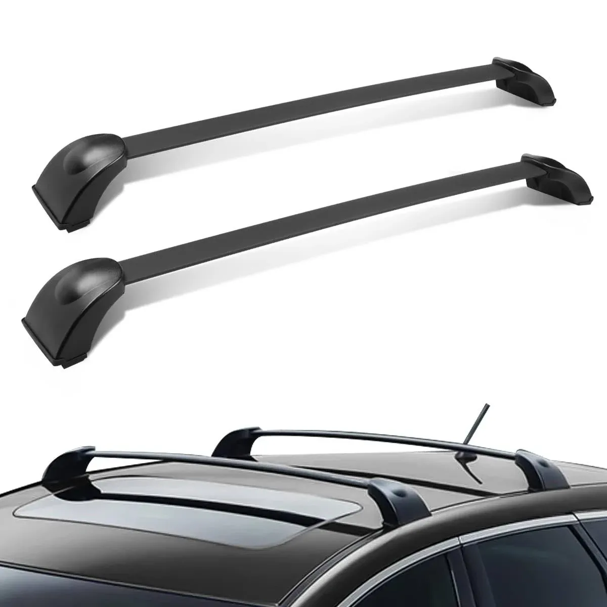 DNA MOTORING PT-ZTL-8034 Pair Aluminum Car Roof Rack Cross Bars Compatible with 07-12 Mazda CX-7,Black