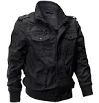 EKLENTSON Jacket Winter for Men Military Jacket Bomber Jacket Lightweight Windproof Windbreaker Black