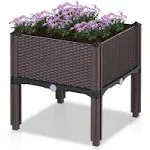 Outsunny Raised Flower Bed Vegetable Herb Planter Lightweight - Brown