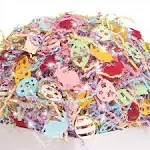 Paper Fair 1 lb Iridescent Easter Grass Crinkle Cut Paper W/Bunny Egg Confetti, Blue Yellow Purple Pink Shred Filler Mix Raffia Tissue Craft Bedding