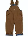 Carhartt Youth Toddler Bib Overalls Double Knee Duck Canvas Plaid Lined Brown 4T