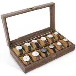 Uten Watch Box 12 Slots, Case Organizer with Real 12 Wood Grain 