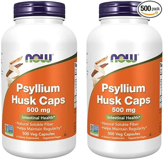 Now Foods Psyllium Husk Caps 500 Capsules 500 mg