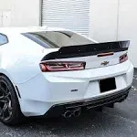 Replacement for 2016-Present Chevrolet Camaro All Models | 1LE Extended Style Add-On Rear Trunk Lid Wing with Aluminum Painted Glossy Black