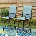 Patio Bar Stools Set of 2 Outdoor Bar Height Swivel Barstool for Garden Lawn