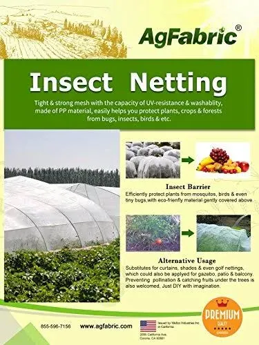 Agfabric Garden Netting 8'x10' Insect Pest Barrier Bird Netting for Garden Protection,Row Cover Mesh Netting for Vegetables Fruit Trees and Plants