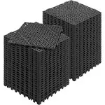 VEVOR 12 x 12 in. Interlocking Drainage Floor Tiles Black - Pack of 12