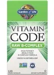 Garden of Life Raw B Complex - Vitamin Code - 120 Vegan Capsules, High Potency Vitamins for Energy & Metabolism with B2 Riboflavin, B1, B3, B6, Folate, B12 as Methylcobalamin & Biotin Plus Probiotics