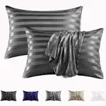 MR&HM Satin Pillowcase for Hair and Skin, Silk Satin Pillowcase 2 Pack, Queen Size Pillow Cases Set of 2, Silky Pillow Cover with Envelope Closure (