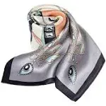 Andantino 100% Pure Mulberry Silk Scarf for Hair-27x27- Women Men Neck Scarves- Digital Printed Headscarf(Pink & Light GRAY)