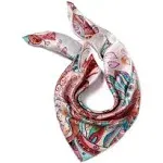 ANDANTINO 100% Pure Mulberry Silk Square Scarf for Hair-27'' Women Men Natural Silk Neckerchief Digital Printed Headscarf