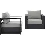 Modway Tahoe Outdoor Patio Powder-Coated Aluminum 2-Piece Armchair Set, Gray Gray