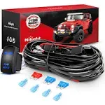 Nilight - 10012W LED Light Bar Wiring Harness Kit REAR LIGHTS 12V 5Pin Rocker Switch Laser On off Waterproof Switch Power Relay Blade Fuse-2 Lead,2 Years Warranty Black