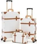 COTRUNKAGE Vintage Luggage Set 3 Pieces TSA Lock Cute Carry On Suitcase for Women with Spinner Wheels