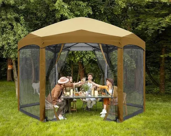 ABCCANOPY 12x12 ft Hexagon Outdoor Camping Gazebo Screen Shelter