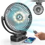 Ventilador de clip de 8 pulgadas, batería portátil de 12000 mAh recargable con 3 velocidades y fuerte flujo de aire, ventilador USB, ventilador de escritorio pequeño, ventilador personal