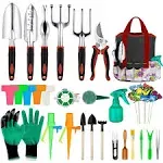 Tudoccy Garden Tools Set 83 Piece Succulent Tools Set Included, Heavy Duty Aluminum Gardening Tools for Gardening, Ergonomic Handle Tools, Storage Tote Bag, Gifts Tools for Men Women (Red)