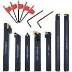 7pcs 1/2&#039;&#039; Indexable Carbide Lathe Turning Threading Tools Set Holder w/Inserts