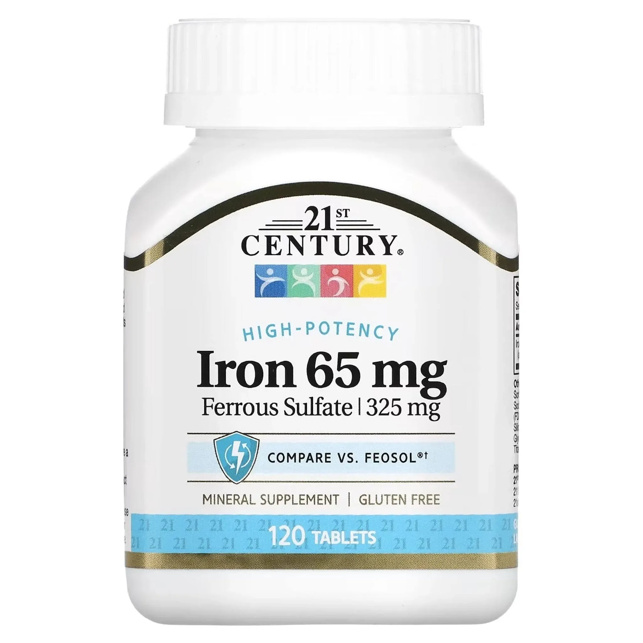 21st Century Iron 65 Mg Ferrous Sulfate 325 Mg Tablets 120 Count