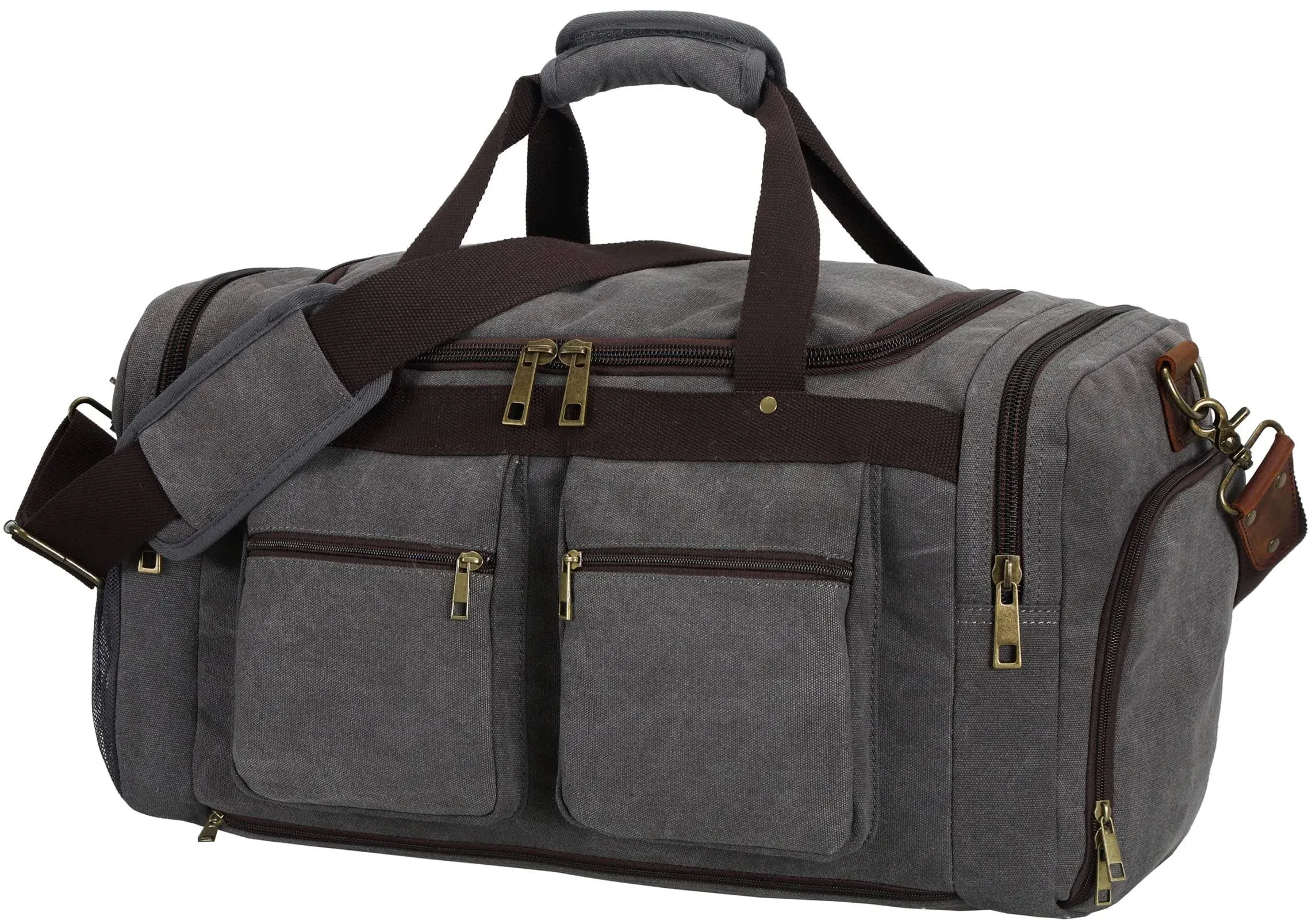 Weekender Overnight Duffel Bag Shoe Pocket for Women Men Weekend Travel Tote Carry On Bag (Grey)