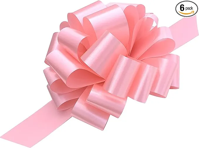 Large Rose Petal Pink Pull Bows - 9  Wide  Set of 6  Christmas  Wreath  Valentine s Day  Breast Cancer Awareness