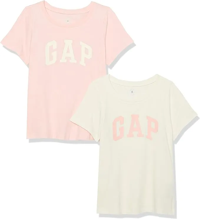 GAP Baby Girls&#039; 2-Pack Short Sleeve Logo Tee 12-18 Months, Light Shell Pink 